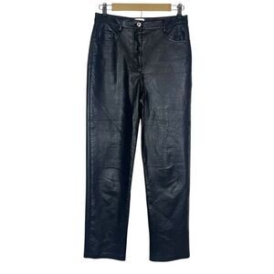 Wilfred Aritzia Melina Straight Leg Pants Womens Small Black Faux Vegan Leather